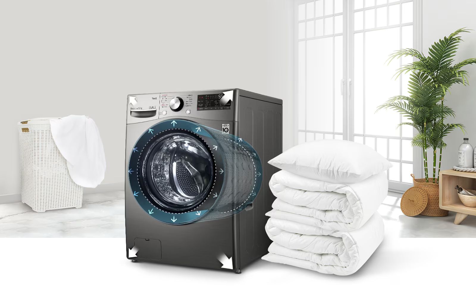 Thiết kế lồng giặt lớn hơn, đáp ứng nhu cầu giặt sạch cho những đồ giặt có kích thước lớn