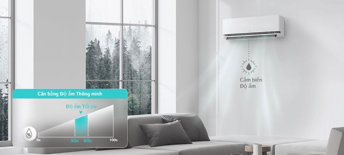 Cân bằng độ ẩm giúp không khí không bị quá ẩm