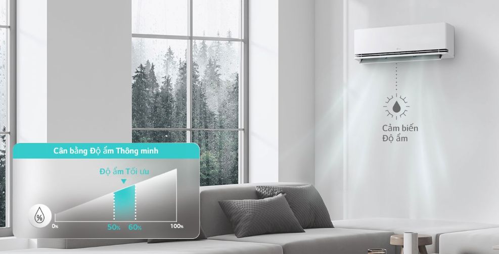 Chức năng cân bằng độ ẩm sẽ giúp không gian nhà bạn duy trì được mức độ ẩm lý tưởng