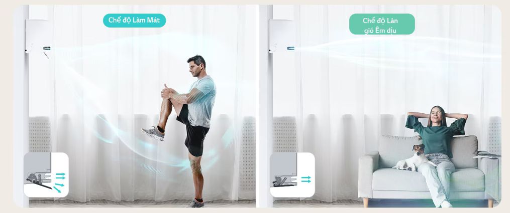Điều hòa treo tường LG IDH18M1 sở hữu chế độ làn gió êm dịu
