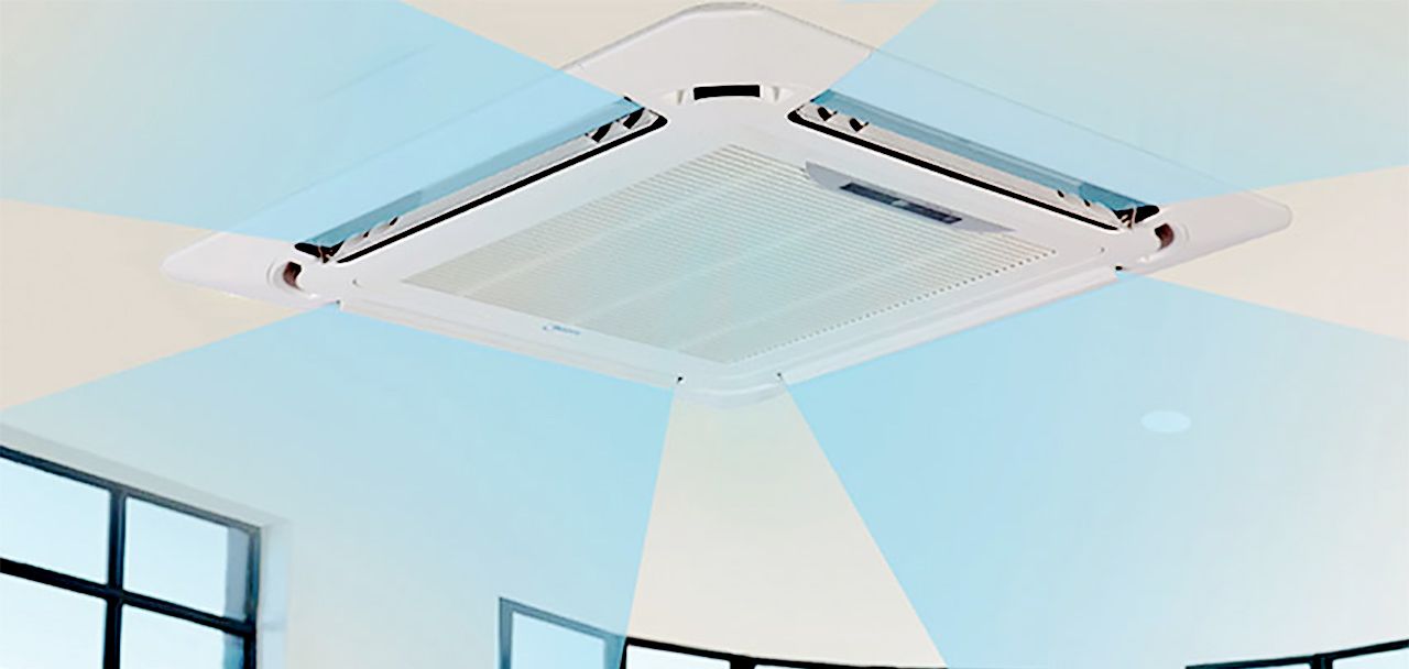 Điều hòa âm trần Midea MCD1-28CRN8 được thiết kế với 4 hướng thổi linh hoạt