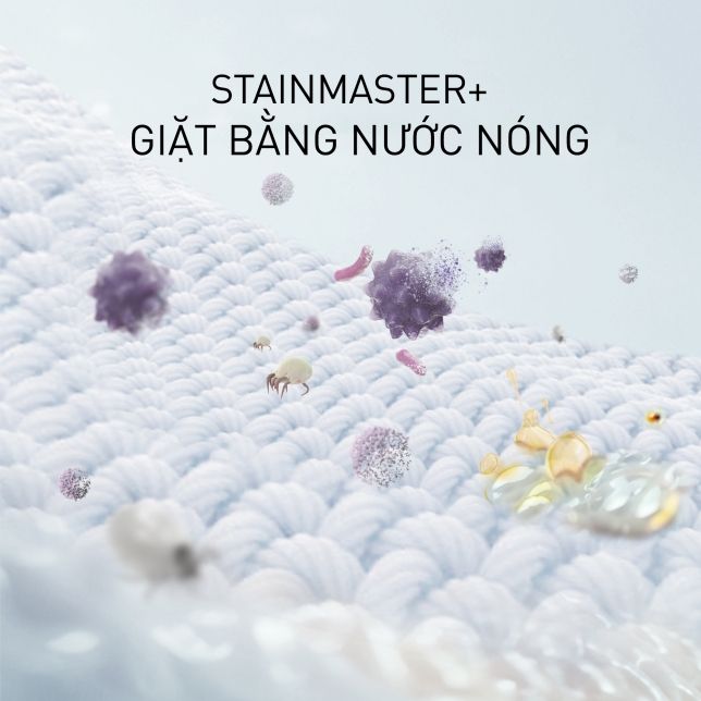 Công nghệ StainMaster+ đảm bảo làm sạch quần áo bằng nước nóng ở nhiệt độ 60 độ C