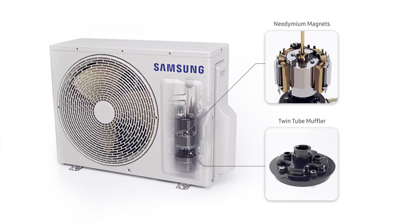 Công nghệ Digital Inverter Boost với nam châm Neodymium và bộ giảm âm kép Twin Tube Muffler