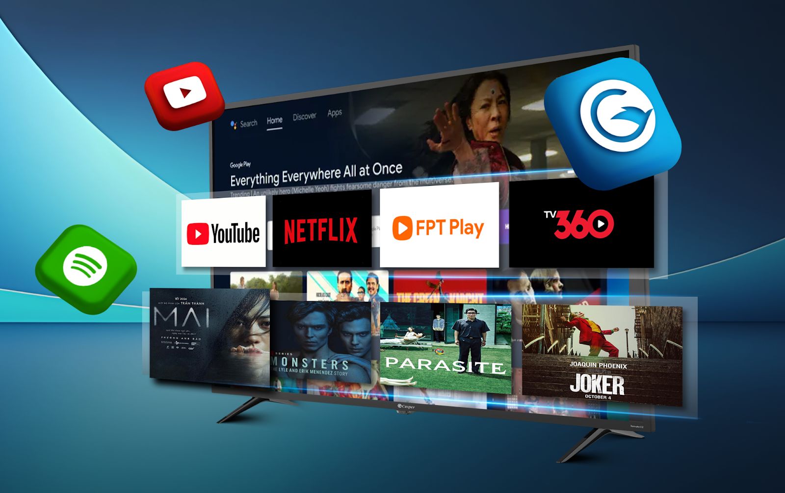 Sử dụng hệ điều hành Android TV thông minh với thiết kế trực quan