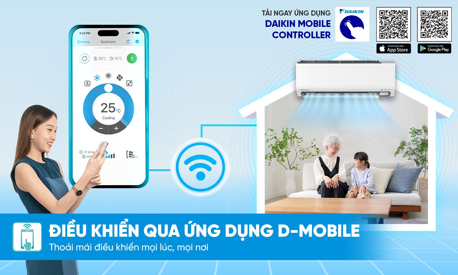 Điều khiển thông minh và linh hoạt qua ứng dụng D-Mobile 