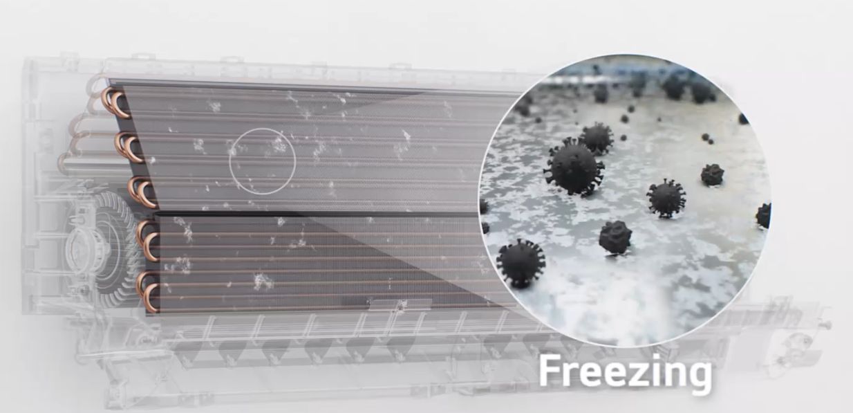 Freeze Cleaning trang bị trên LG IEC09M1 có khả năng làm sạch bên trong dàn lạnh