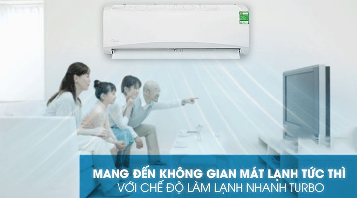 Turbo có trên điều hòa treo tường Midea MSAFII-24CRN8 sẽ đem đến luồng gió lạnh tức thì