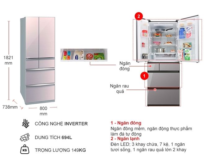 Tủ lạnh Mitsubishi 6 cửa