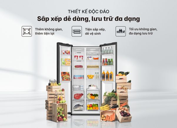 Bên trong tủ được thiết kế khoa học và hợp lý