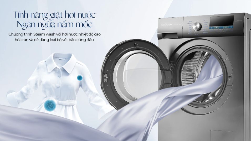 Công nghệ giặt hơi nước giúp quần áo được giặt nhanh và ngăn ngừa nấm mốc 