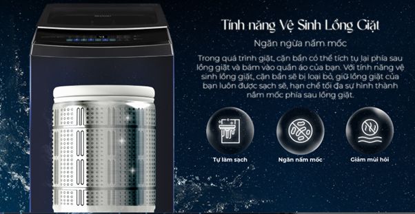 Kích hoạt chức năng vệ sinh lồng giặt để ngăn ngừa nấm mốc, vi khuẩn và mùi hôi phát triển