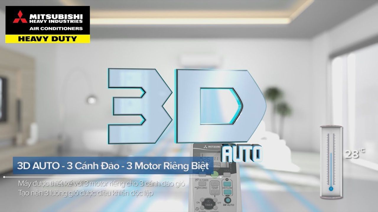 Đảo gió 3D Auto sẽ cung cấp luồng gió 3 chiều kết hợp với đảo gió tự động