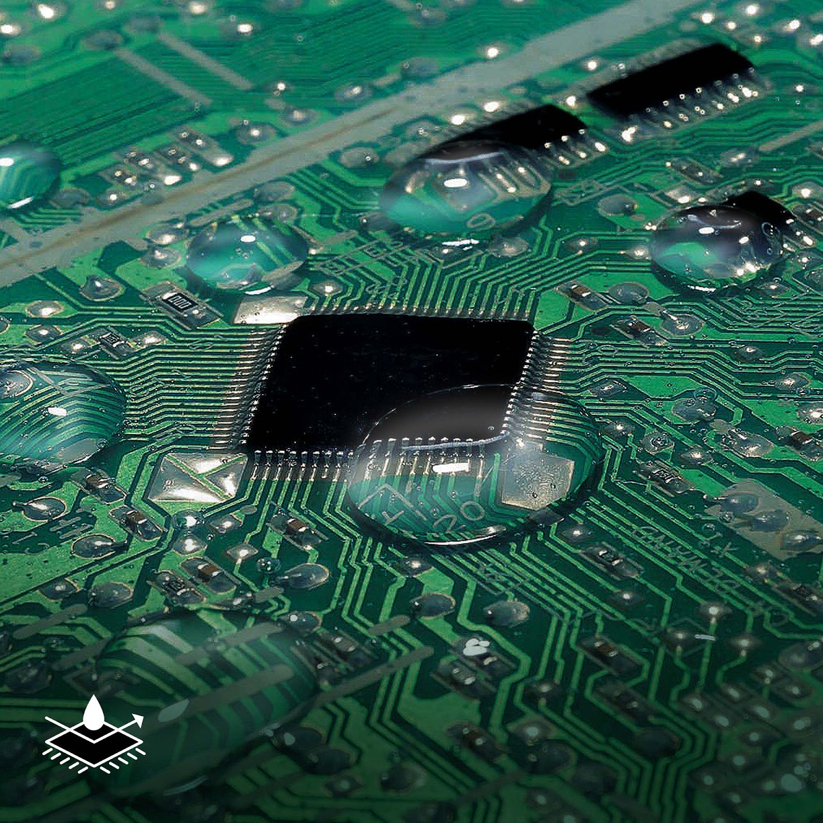 Bo mạch PCB được phủ lớp nhựa đặc biệt giúp chống nước và tránh bị hư hại trong quá trình sử dụng