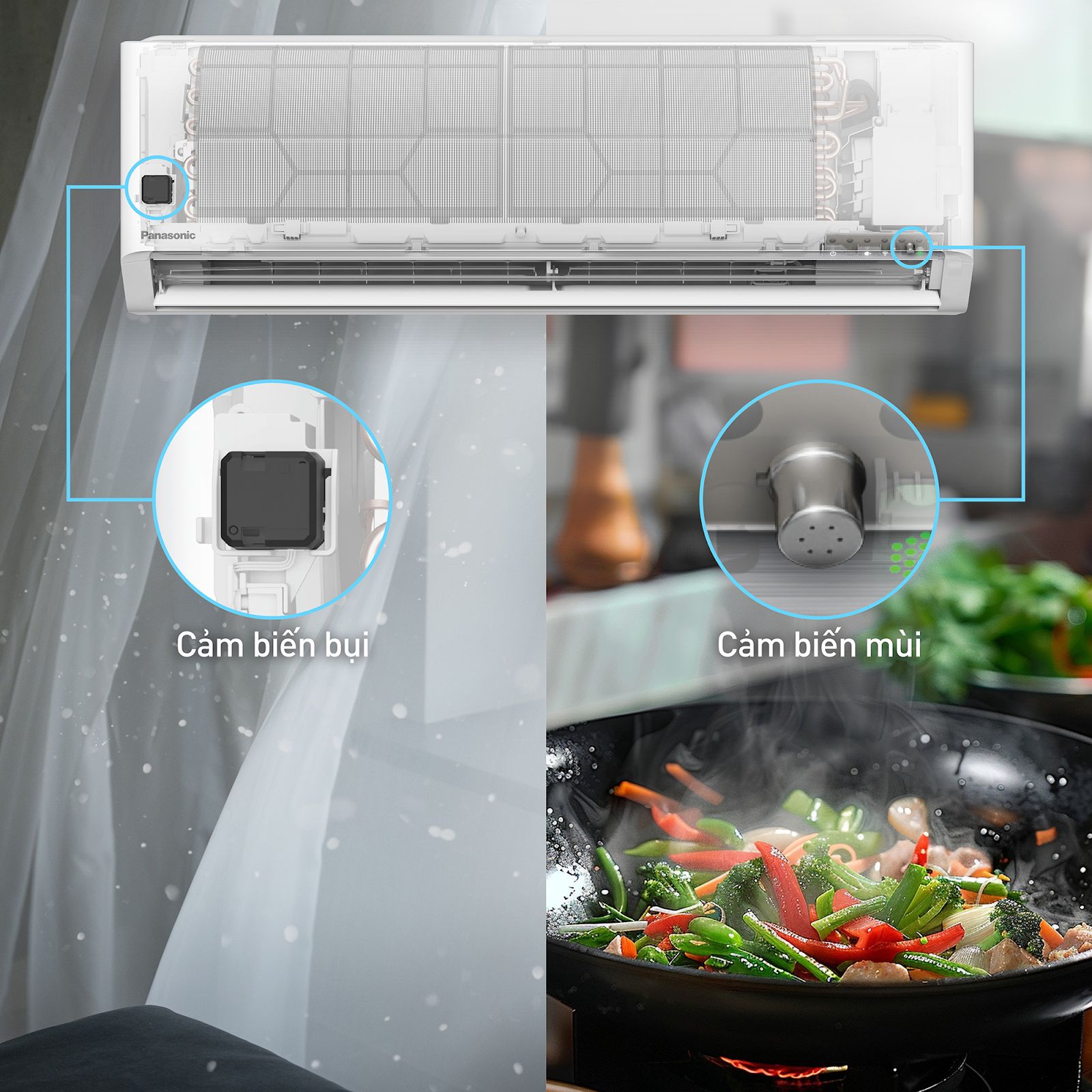 Cảm biến bụi và cảm biến mùi chủ động phát hiện nồng độ các hạt bụi mịn PM2.5