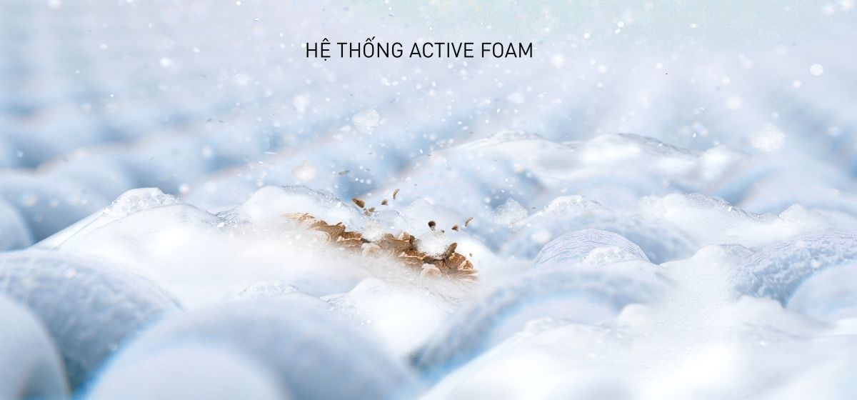 Hệ thống ActiveFoam tạo ra lớp bọt mịn và đậm đặc thấm sâu vào từng sợi vải