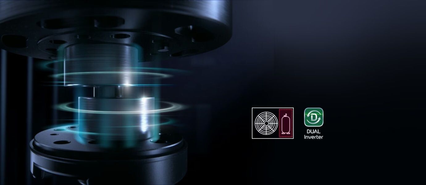 Tổng kho điều hòa, điện máy miền Bắc tại Hà Nội Công nghệ biến tần kép DUAL Inverter Compressor giúp máy vận hành ổn định, tiết kiệm điện