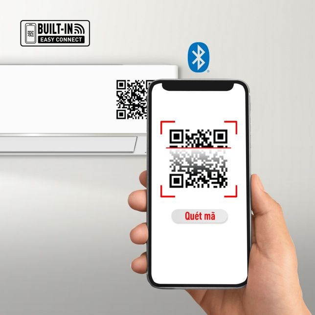 Thiết lập dễ dàng và bảo mật với kết nối bằng cách quét mã QR để kết nối Wifi với máy lạnh