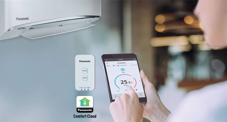 Ứng dụng Panasonic Comfort Cloud được sử dụng trên điện thoại thông minh để điều khiển máy lạnh hiệu quả