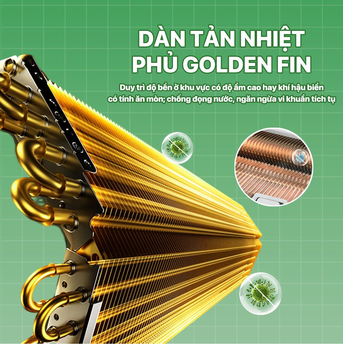 Dàn tản nhiệt phủ lớp Golden Fin chống ăn mòn hiệu quả