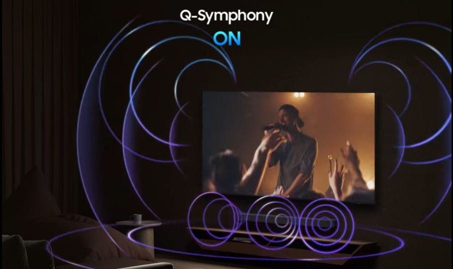 Công nghệ Q-Symphony đỉnh cao với sự kết hợp hoàn hảo giữa tivi và loa thanh