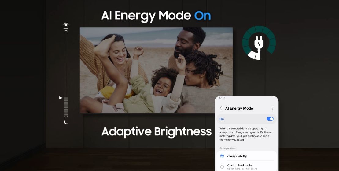 Chế độ tiết kiệm điện AI Energy giúp tự động điều chỉnh độ sáng