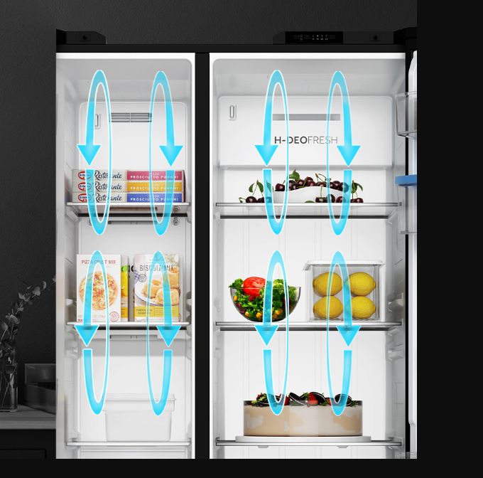 Công nghệ làm lạnh đa chiều phân bổ luồng khí lạnh đi đều tới các ngăn bên trong tủ