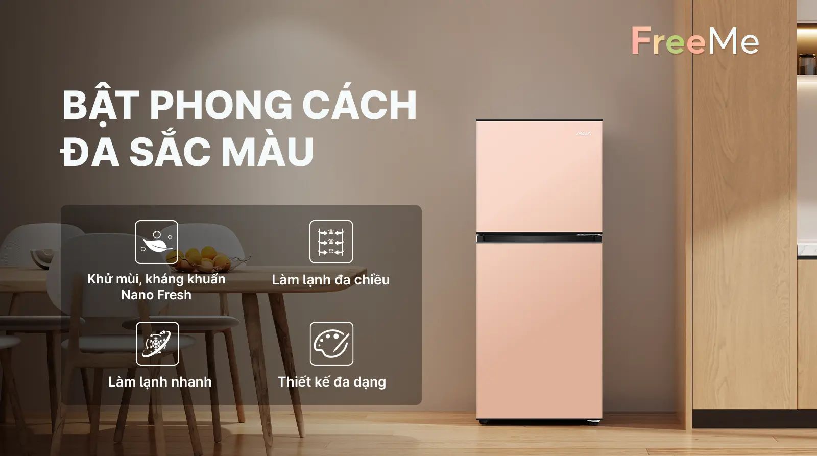 Tủ lạnh Aqua AQR-T160FA(PS) sở hữu diện mạo hoàn toàn mới, với thiết kế phẳng tối giản