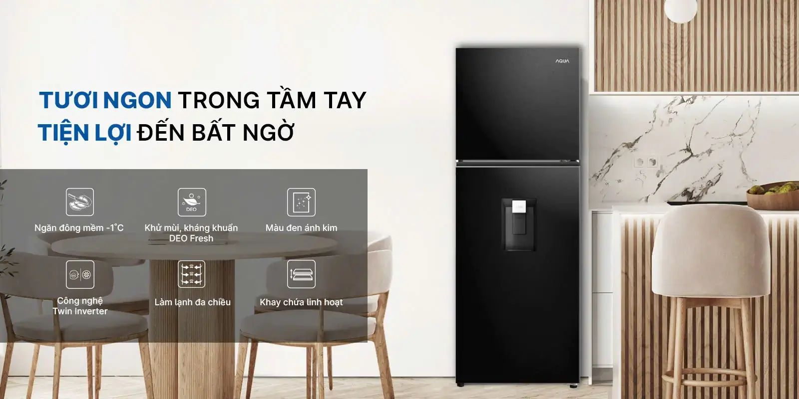 Tổng quan về tủ lạnh Aqua AQR-T265FA(WFB) 236 lít Inverter