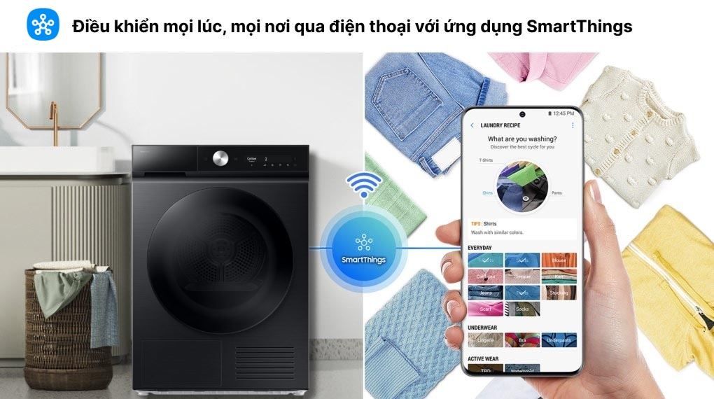 Điều khiển bằng điện thoại ở mọi lúc, mọi nơi thông qua ứng dụng SmartThings