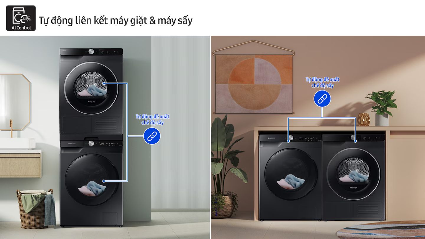 Tự động liên kết máy giặt và máy sấy