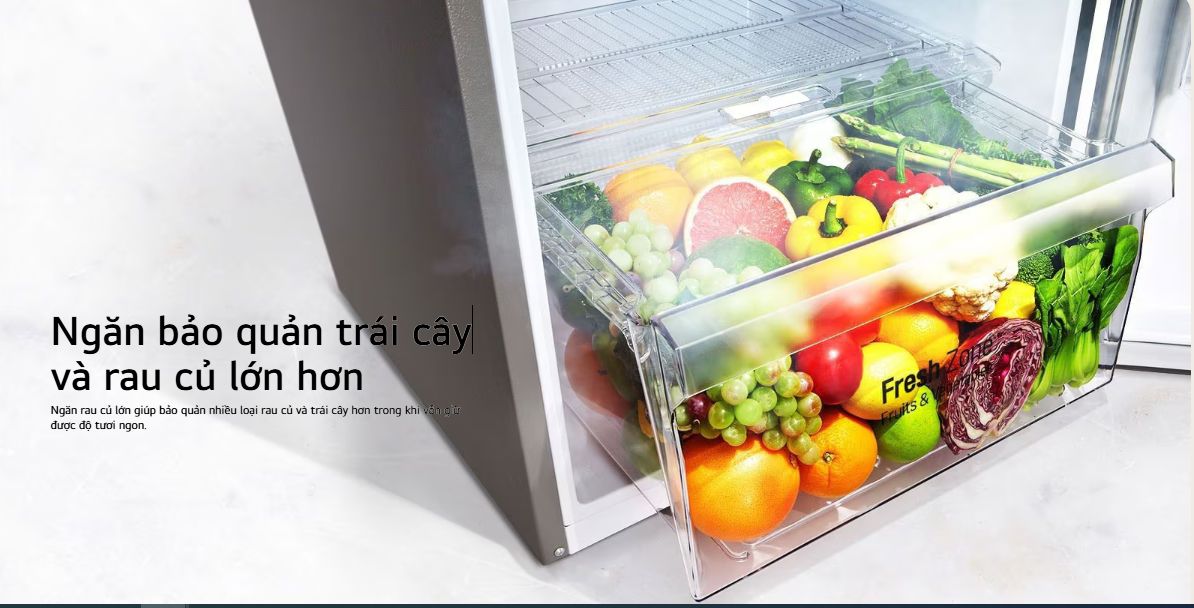 Ngăn bảo quản trái cây và rau củ thiết kế với kích thước lớn hơn