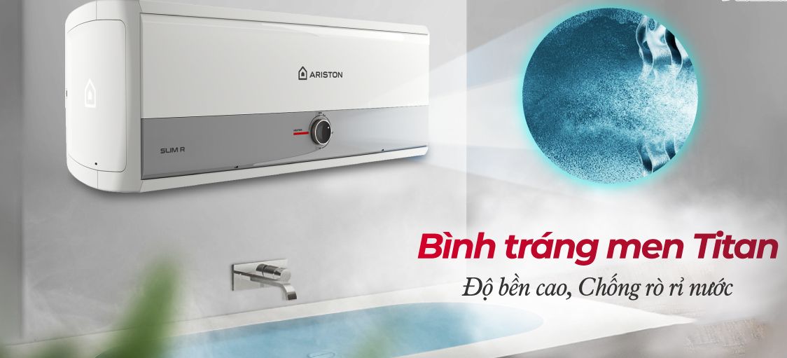 Ariston SLIM3 30 R MT VN sử dụng loại bình chứa tráng men Titan