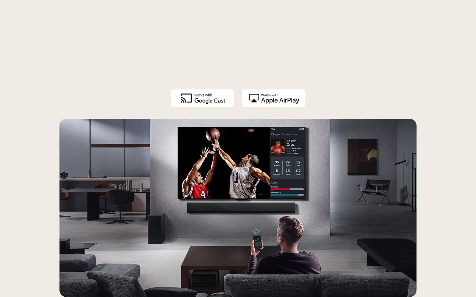 Trình chiếu màn hình từ điện thoại lên tivi thông qua Google Cast và AirPlay