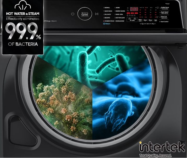 Công nghệ giặt Hygiene Steam sử dụng hơi nước có nhiệt độ cao