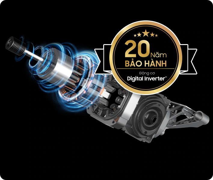 Samsung WW10DG6U34LESV sử dụng động cơ trang bị nam châm vĩnh cửu