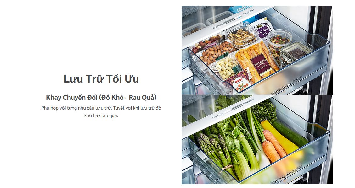 Tổng kho điều hòa, điện máy miền Bắc tại Hà Nội Thiết lập chuyển đổi ngăn rau củ thành ngăn đựng đồ khô - rau quả