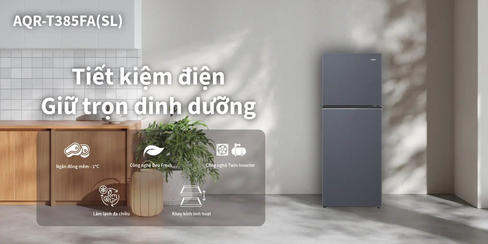 Tổng kho điều hòa, điện máy miền Bắc tại Hà Nội Tổng quan thiết kế tủ lạnh Aqua AQR-T385FA(SL)