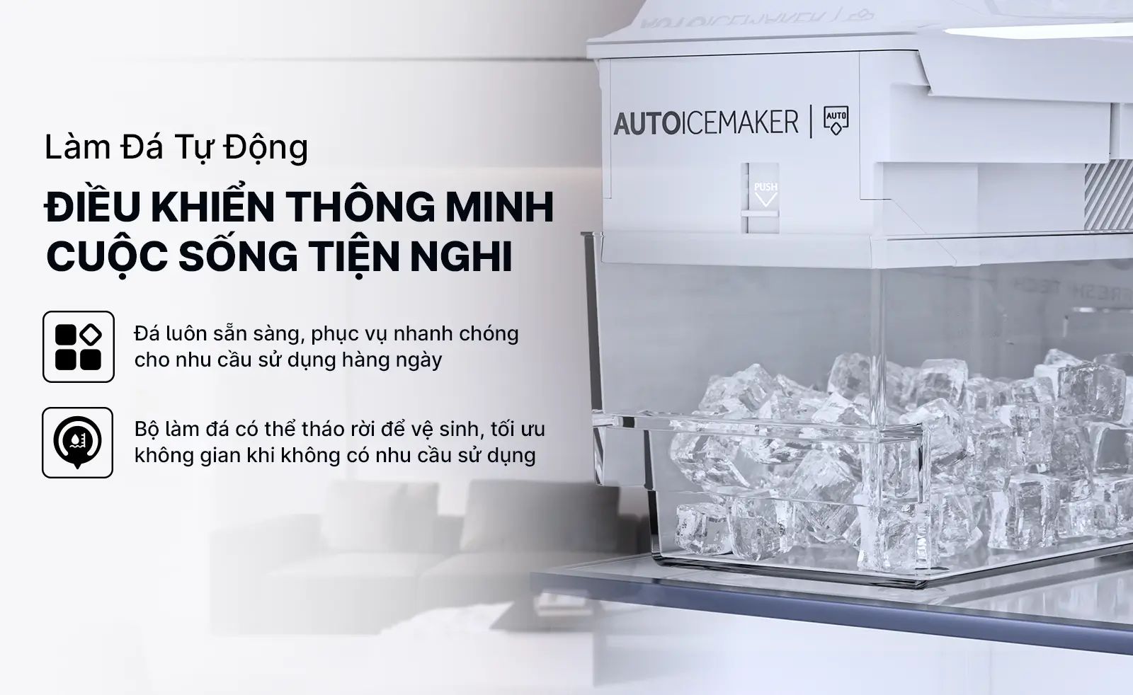 Trang bị công nghệ làm đá tự động thông minh