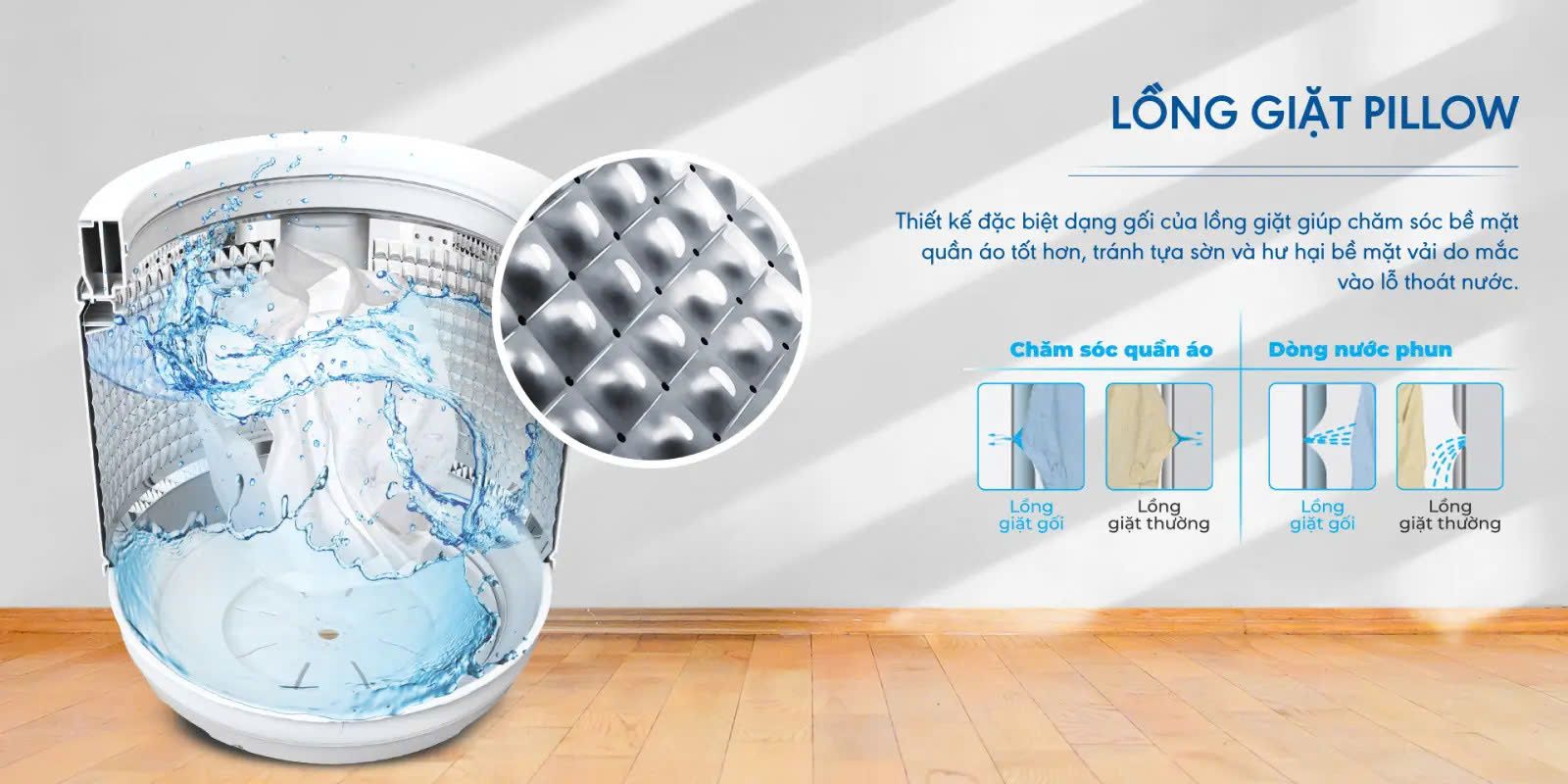 Lồng giặt Pillow đặc biệt thiết kế kiểu gối sử dụng chất liệu thép không gỉ