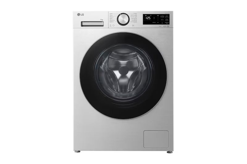 Máy giặt LG FX1411N5S có thiết kế cửa trước hiện đại với tone màu bạc tinh tế 