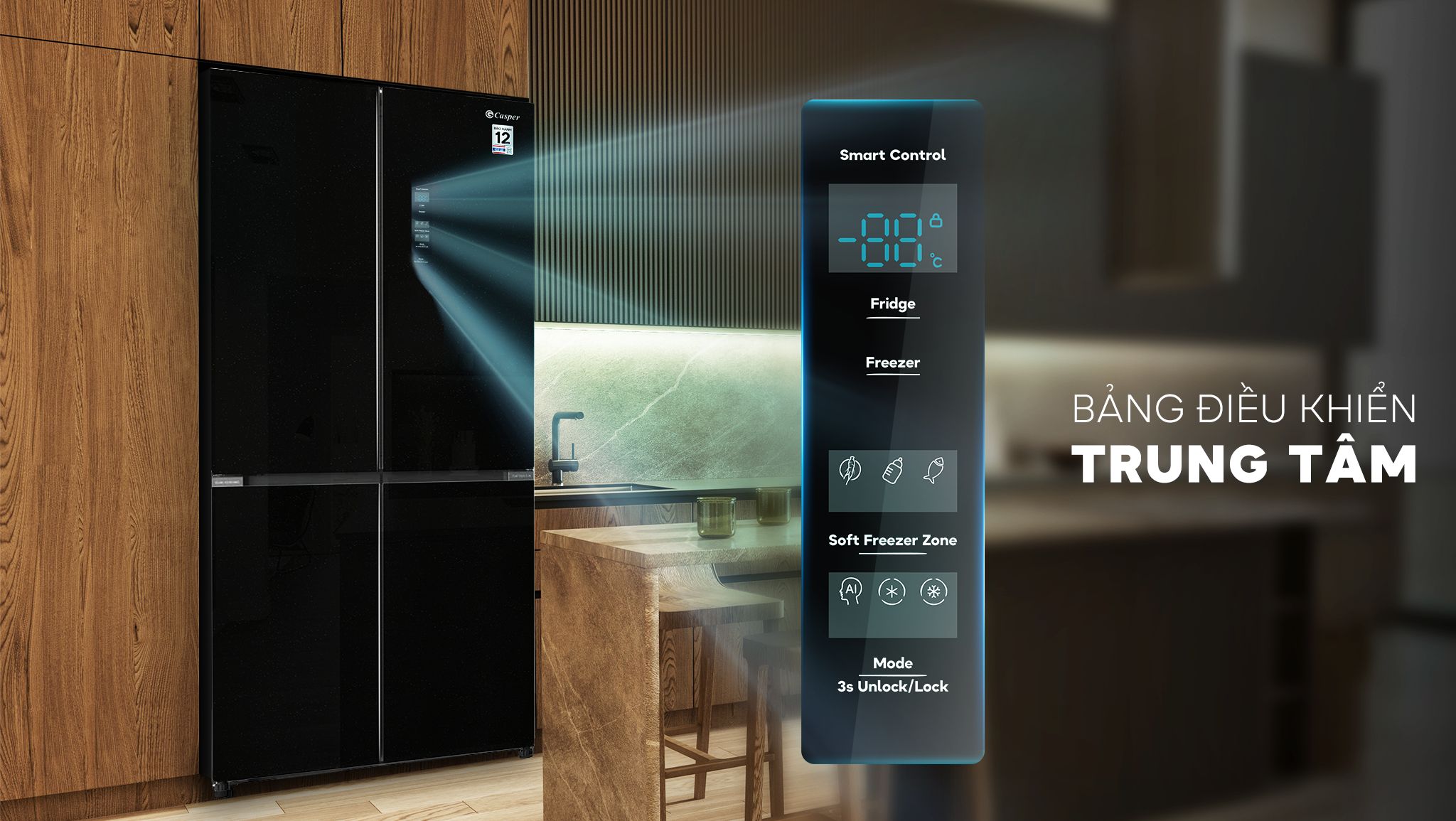 Bảng điều khiển Smart Control với màn hình LED rõ ràng