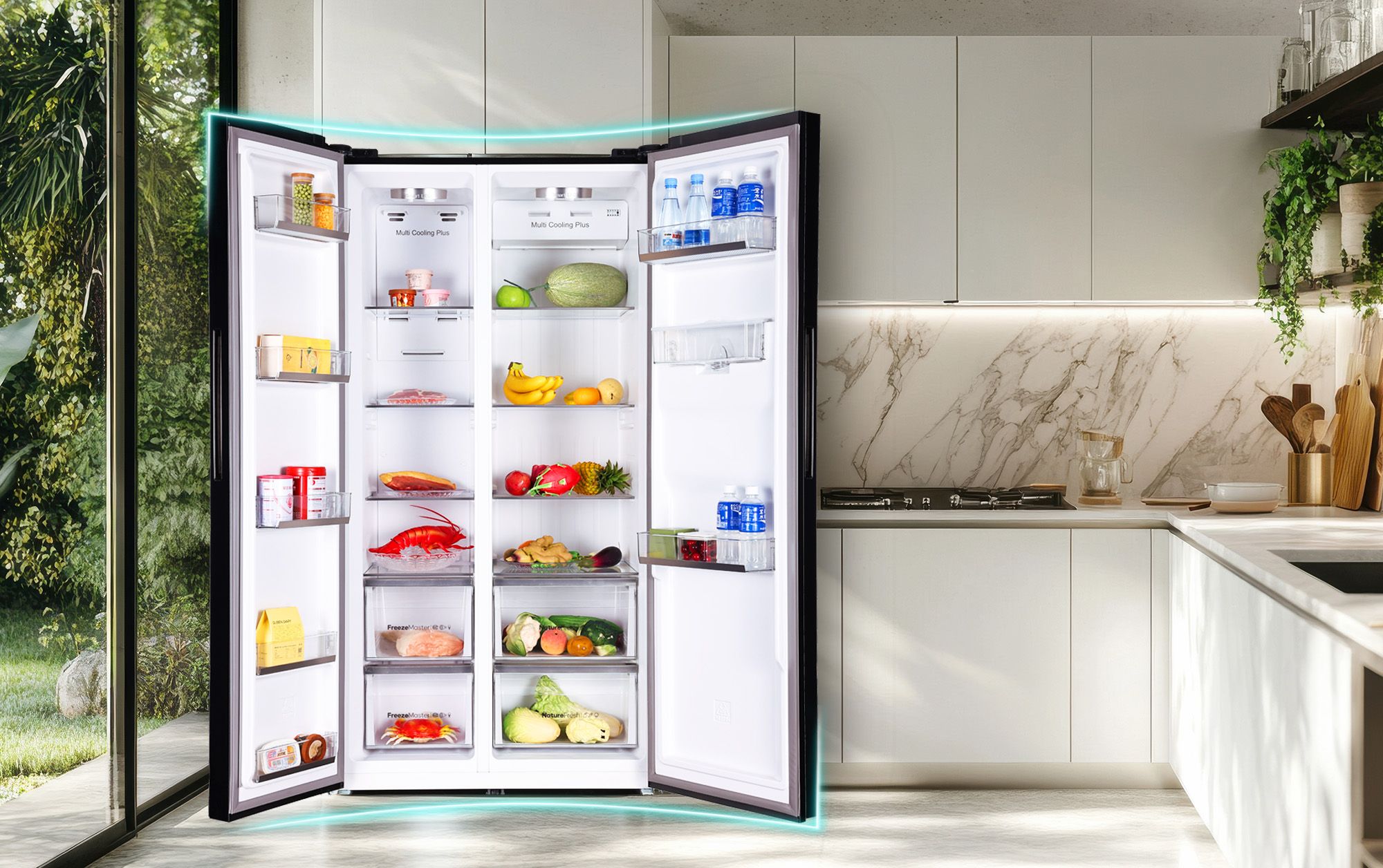 Tủ có dung tích lớn với ngăn chứa rộng hơn giúp người dùng thoải mái lưu trữ thực phẩm