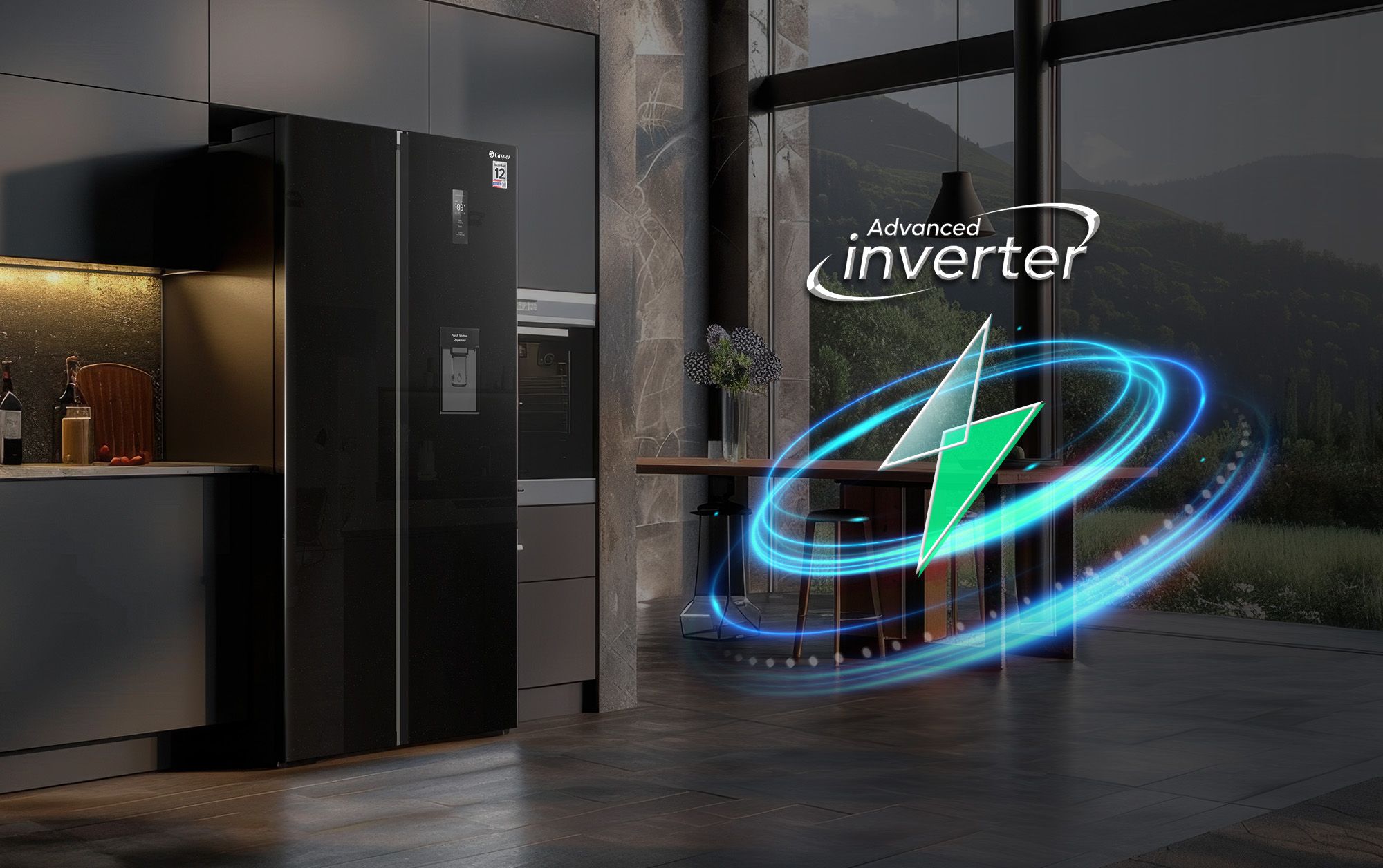 Máy nén Advanced inverter tiết kiệm điện, vận hành êm ái 