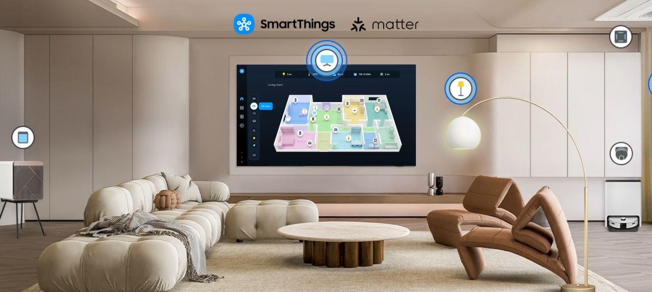 Trung tâm SmartThings tích hợp trên tivi Samsung QA115QN90F