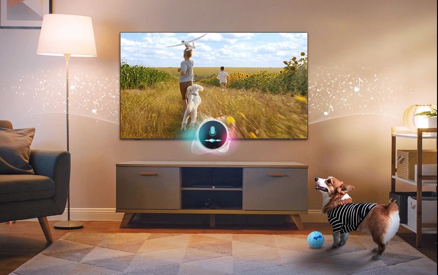Hô biến tivi Samsung QA83S95F thành trợ lý trông thú cưng khi bạn vắng nhà