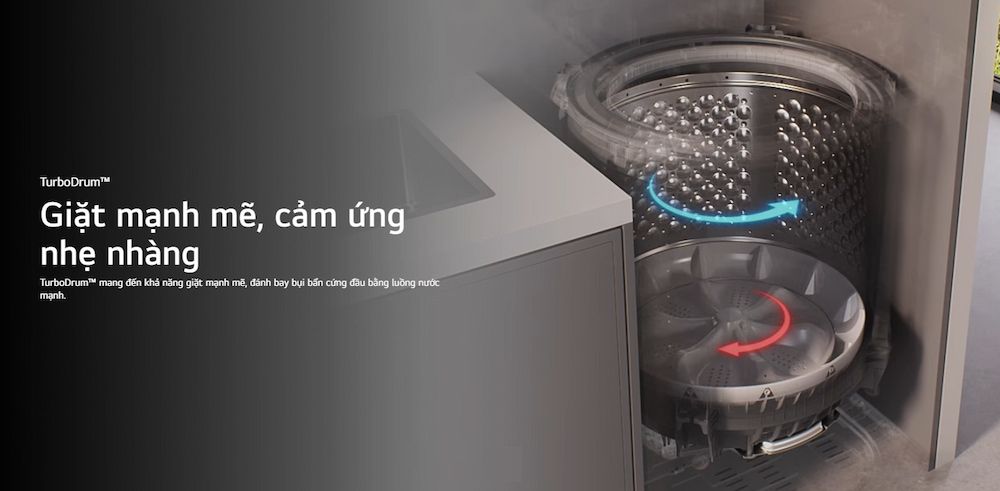 Công nghệ TurboDrum™ kết hợp hoàn hảo giữa mâm giặt và lồng giặt xoay ngược chiều