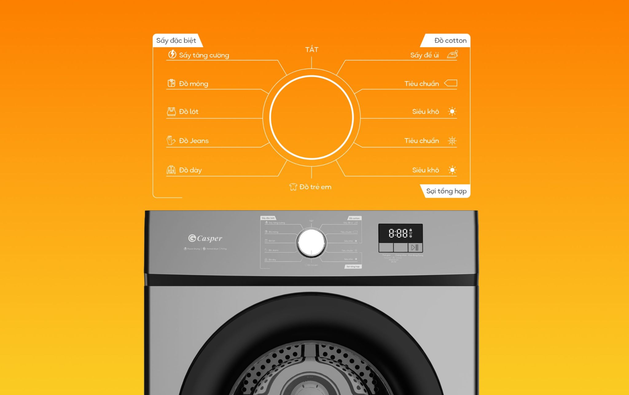 Máy sấy được trang bị tới 11 chương trình sấy đa dạng