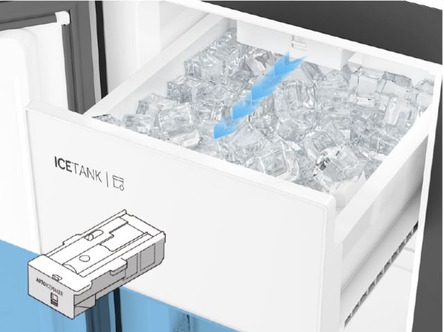 Máy làm đá cũng có thể tháo rời dễ dàng để vệ sinh và sử dụng