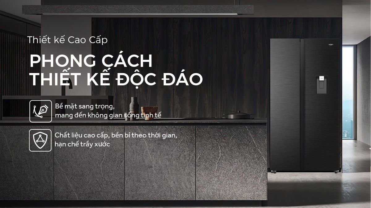 Tủ lạnh Aqua AQR-S682XA(WFS) gây gây ấn tượng với thiết kế độc đáo