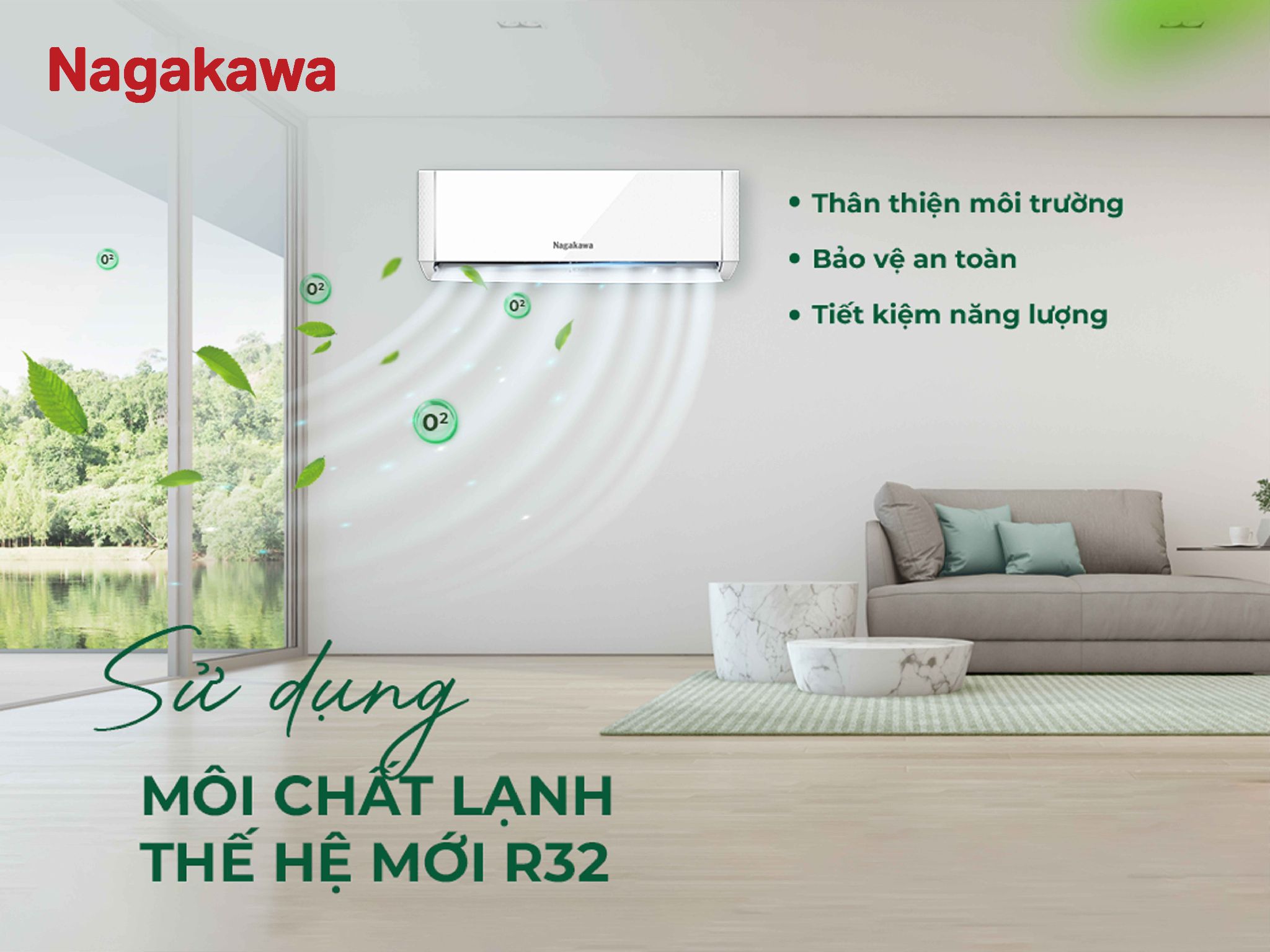 Nagakawa NIS-A12R2T29 sử dụng gas R32 hiện đại